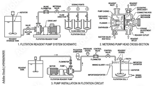 Schematic Diagrams of Flotation Reagent Pump Systems