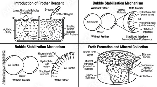 Diagrams Explaining Froth Flotation Process in Mining