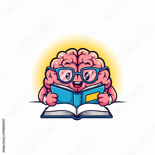 Brain Reading a Book with Glasses Reading a Book
