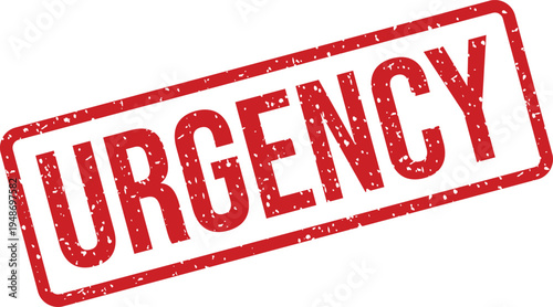 Red rectangular rubber stamp displaying the important word URGENCY in a bold distressed texture