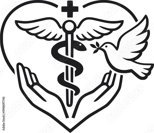 caduceus medical symbol vector design 
