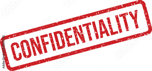 This prominent red rectangular rubber stamp features the important word CONFIDENTIALITY against a bright white plane