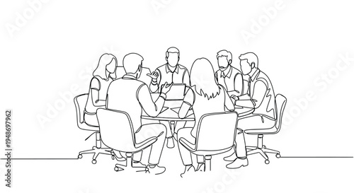 Diverse Business Team Meeting Around a Round Table - Collaboration