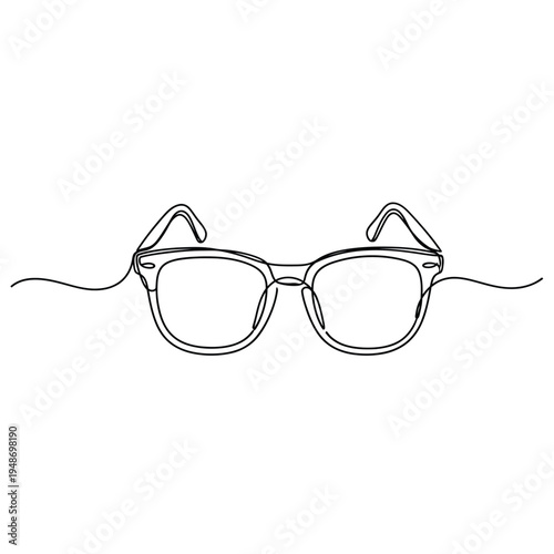 Stylish, modern eyeglasses represented in a single line drawing