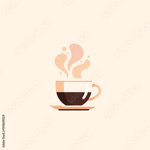 Steaming hot cup of coffee on a saucer