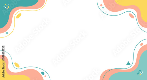 Abstract colorful wavy shapes background with copy space, modern design
