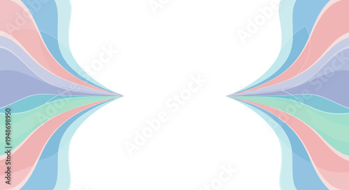 Abstract flowing pastel waves background, soft color curves, gentle motion, light blue, pink, green, purple