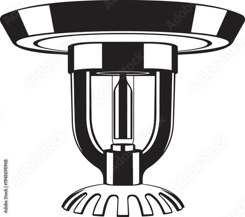 Black silhouette of a fire sprinkler head, essential for safety and fire suppression