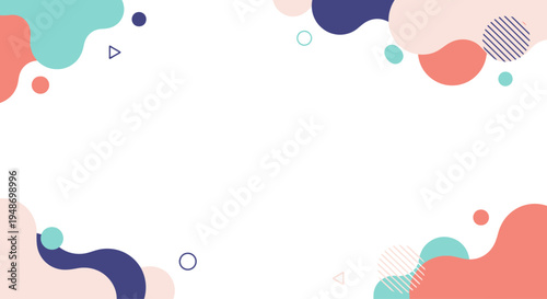 Abstract fluid shapes background with pastel colors and geometric elements