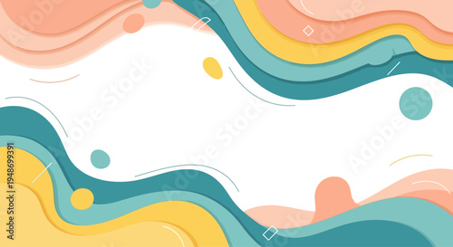 Abstract wavy background with pastel colors, organic shapes and fluid design