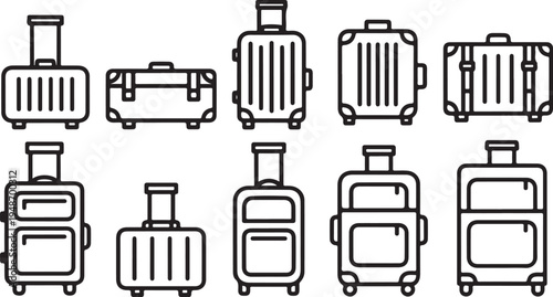 Assorted suitcases and luggage in various styles and sizes Vector
