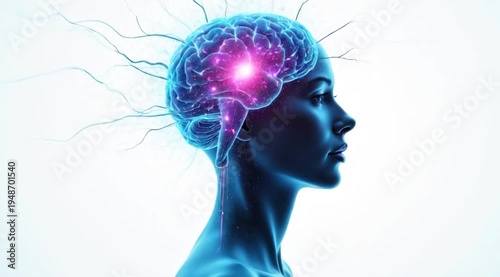 Wallpaper Mural A video showcasing a human brain with a glowing pink light inside Torontodigital.ca