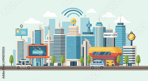 Smart City Technology: Futuristic Urban Landscape with Connectivity and Innovation