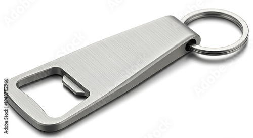 Shiny silver bottle opener keychain perfect for everyday use and convenience.