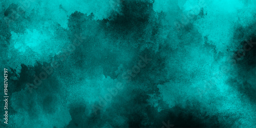 abstract cloud and vapor texture background. Black and blue smoke aquarelle smudge illustration smooth grungy smokey light pastel colors ink glow. Teal color powder explosion .	