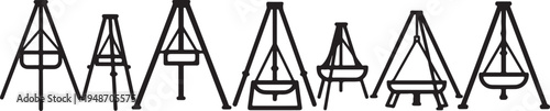 Various types of ancient and medieval lifting and weighing devices depicted Vector
