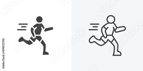Running icon vector sign symbol isolated on white. Stroke and clipart style