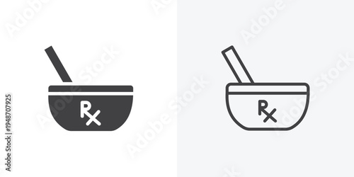 RX icon vector sign symbol isolated on white. Stroke and clipart style
