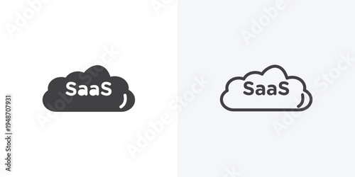 SaaS icon vector sign symbol isolated on white. Stroke and clipart style