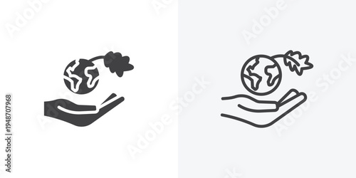 Save environment icon vector sign symbol isolated on white. Stroke and clipart style