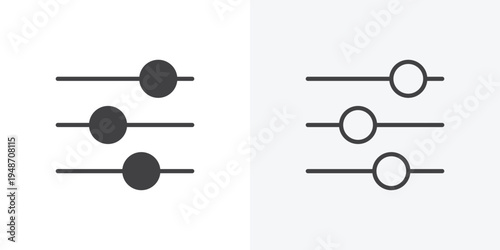 Settings sliders icon vector sign symbol isolated on white. Stroke and clipart style