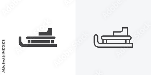 Sled icon vector sign symbol isolated on white. Stroke and clipart style