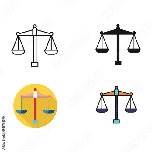 Scales of justice icon vector illustration showing balance and law symbol