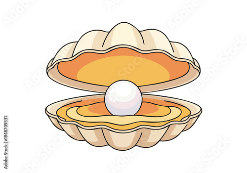 Exquisite open oyster showcasing a lustrous pearl resting on its creamy interior, a symbol of natural beauty and rarity