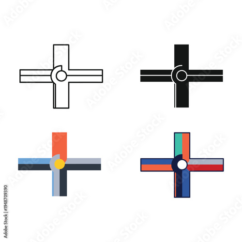 Set of religious crosses vector illustration