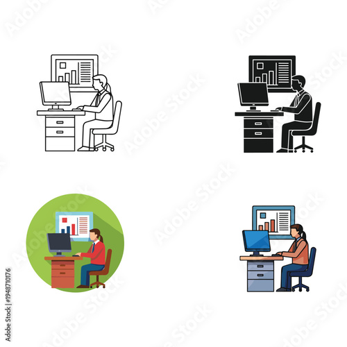 Set of computer icons vector illustration for web and technology design