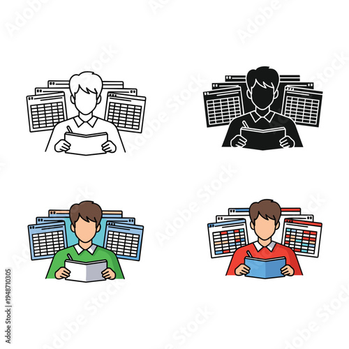 Business people icons set in office and technology style