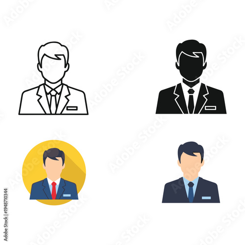 Business people icon set with avatars and office team illustrations