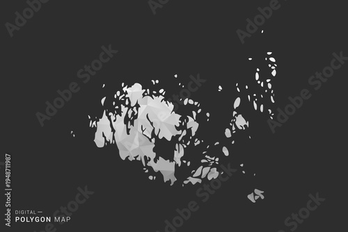 Aland Islands Map - Polygon style vector illustration in black, gray and white low poly geometric design, minimal silhouette, isolated for infographic.