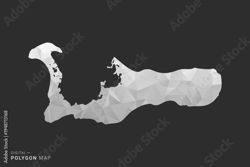 Cayman Islands Map - Polygon style vector illustration in black, gray and white low poly geometric design, minimal silhouette, isolated for infographic.