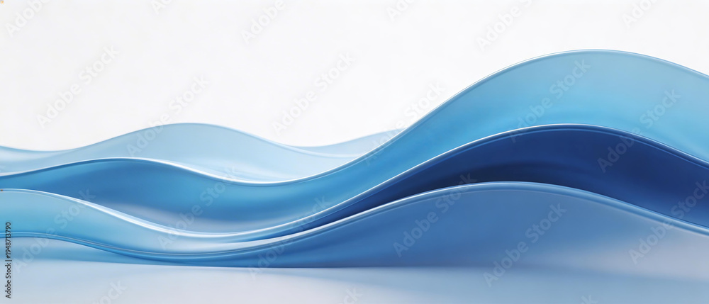 Obraz premium Abstract blue wavy background with smooth, flowing curves and soft gradients. Ideal for design, texture, or decorative elements with a modern, artistic feel.