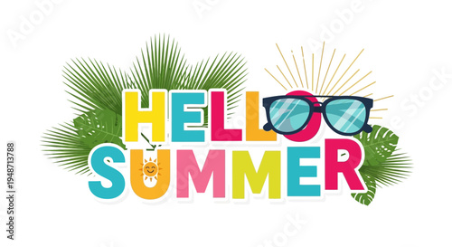 Hello Summer typography vector illustration
