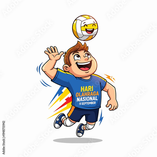 Child athlete playing vollyball national day shirt stay positive