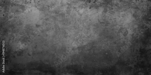 Dark grunge metal background with a textured gray stone wall pattern and aged black concrete surface for a vintage rough paper design backdrop