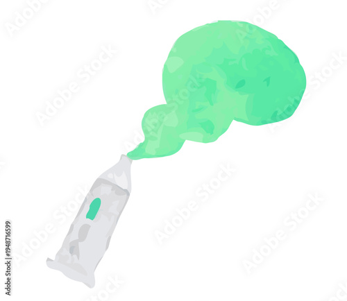 チューブから出た緑の絵の具｜ペイント 絵具 画材 アート素材