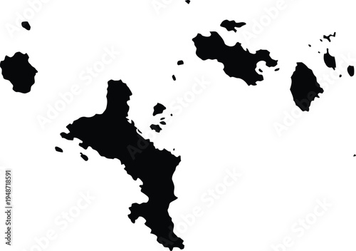 High resolution black silhouette map of the seychelles islands isolated on a white background