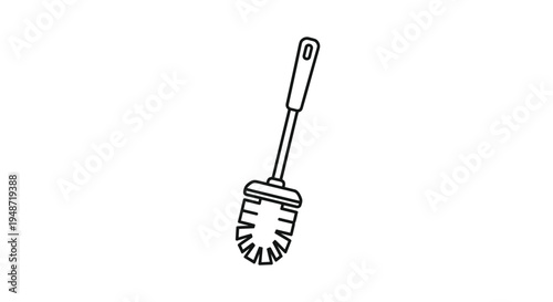 Simple black line drawing of a toilet brush representing bathroom cleaning, hygiene, and household sanitation tasks on white.