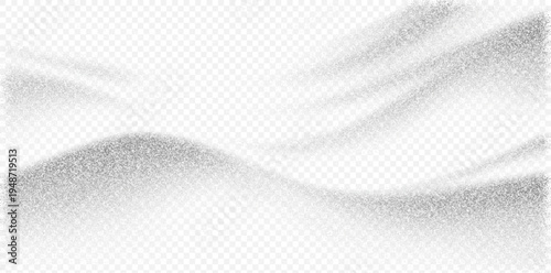 Abstract silver noise wave background vector with grainy grit and dust texture. Soft white ethereal cloud and silk flow design. Subtle gray dither gradient for mist and fog atmosphere.