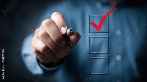 Wallpaper Mural The Checkmark on a Digital Checklist Being Selected by a Businessman Torontodigital.ca