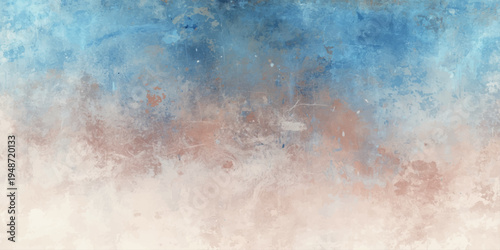 Abstract grunge blue background featuring watercolor splashes and dark smoke textures mixed with light clouds and old paper patterns for a moody nature backdrop