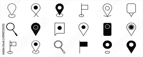 Set of location pin icons. Map pin place marker. Location icon. Map marker pointer icon set. Vector illustration.