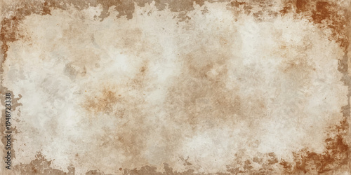 A vintage aged parchment texture with a salt and pepper grunge pattern on a brown antique paper background featuring a worn beige stained design