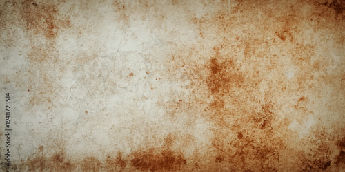Vintage aged parchment with a stained brown grunge texture and worn antique pattern creates a blank retro paper background for an ancient art backdrop