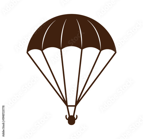 Brown parachute icon for adventure and outdoor activities  safety equipment
