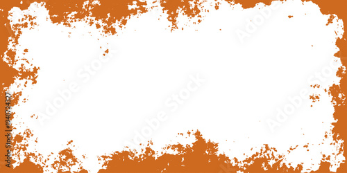 Grunge frame illustration featuring a fiery border with paint splash textures and orange ink splatters on a black and white backdrop vector design