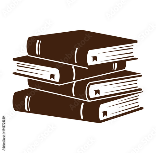 Stack of brown hardcover books with white pages and bookmarks  educational reading material